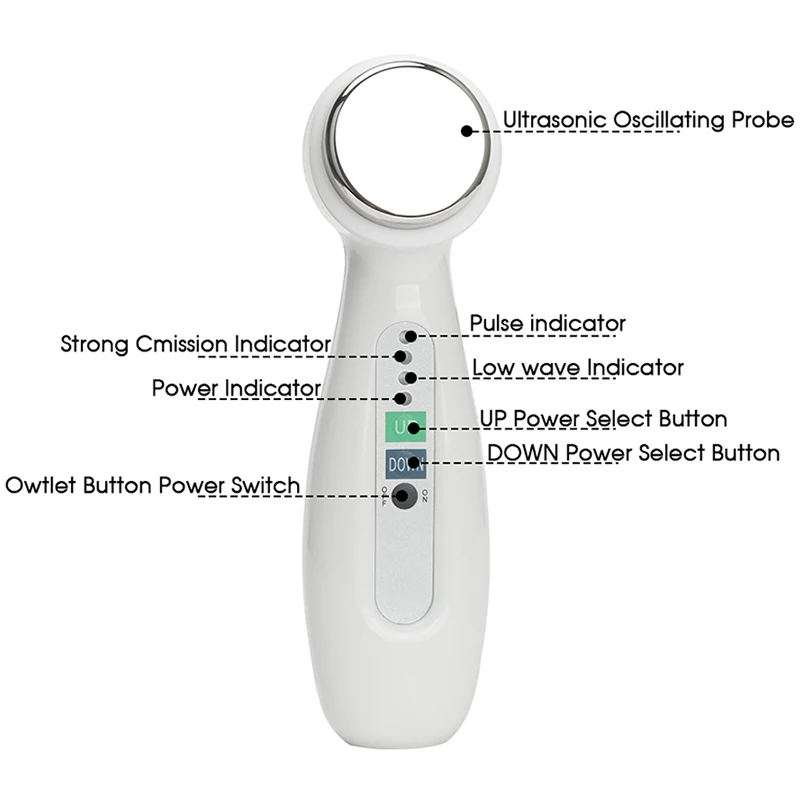 Handheld Galvanic Spa Skin Tightening Body Slimming Wrinkle Removal Massage 1Mhz Ultrasonic Facial Body Cleaner Massager Machine