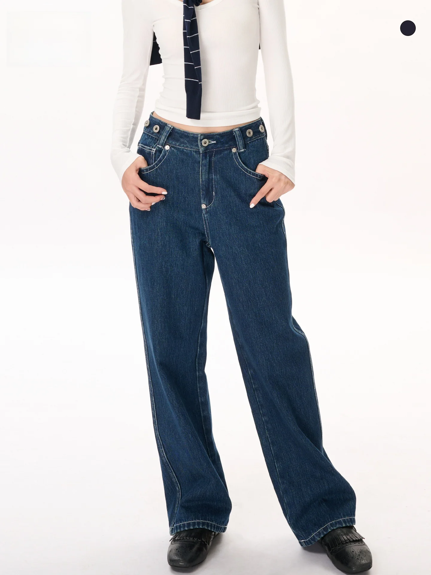 

Джинсы женские LeiYu Labs, прямые, однотонные, свободные, с эффектом похудения, широкие штанины, осенняя новинка, комфортные, из хлопкового денима