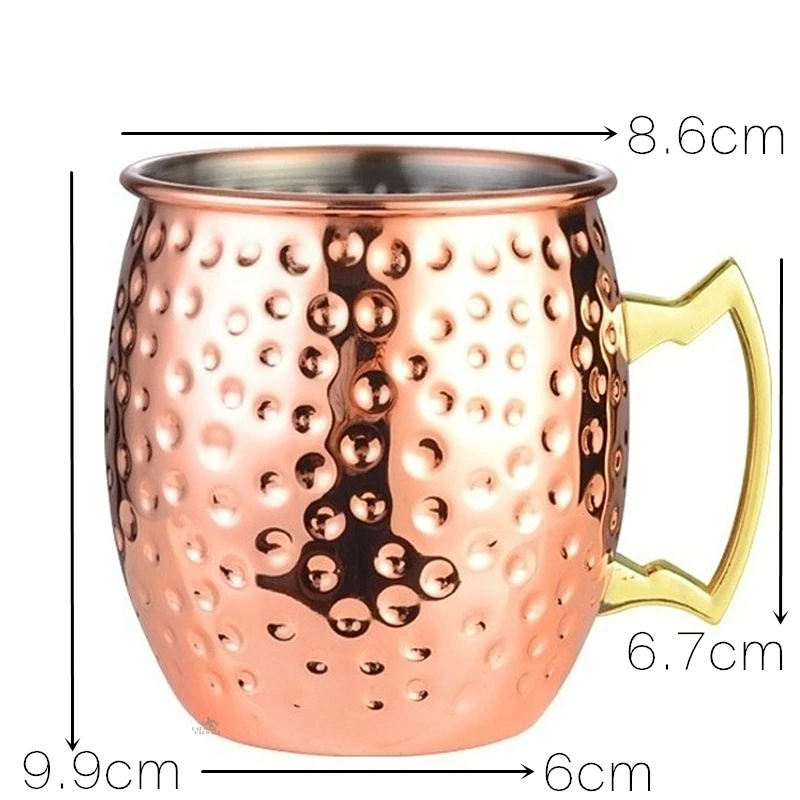 4pcs 550ml Hammered Copper Plated Moscow Mule Mug Cocktail Beer Coffee Cup Drinkware Tazas