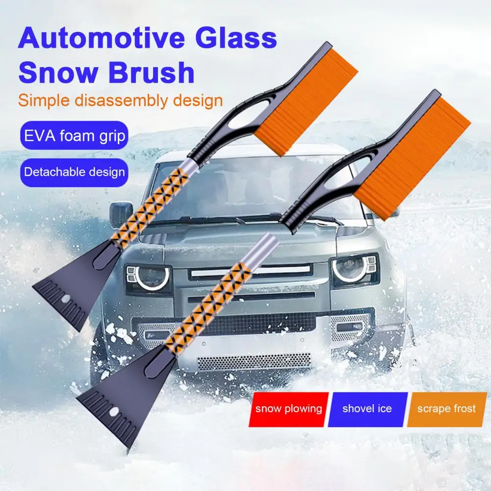 Car Snow Brush Ice Scraper Detachable Long Handle Sponge Grip Nylon Bristles Auto Windshield Snow Removal Broom Ice Shovel Tool