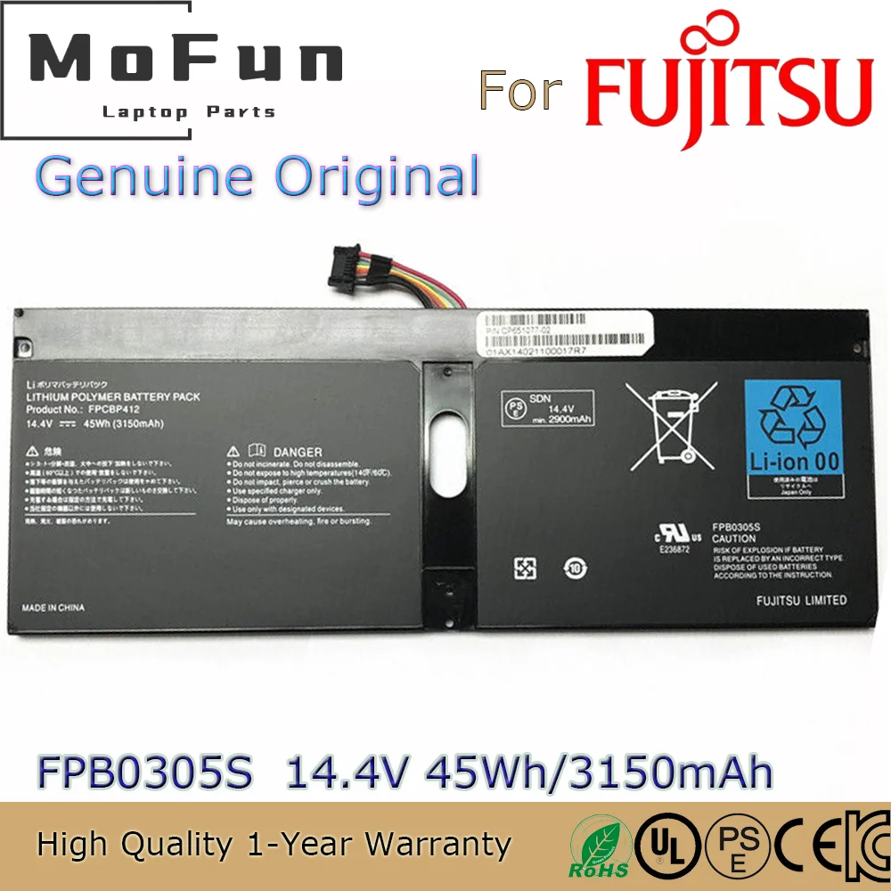 

Brand New Original FPCBP412 14.4V 45Wh Laptop Battery for Fujitsu LifeBook FPB0305S U904-0M75A1DE U9040MXPB1D FMVNBP232