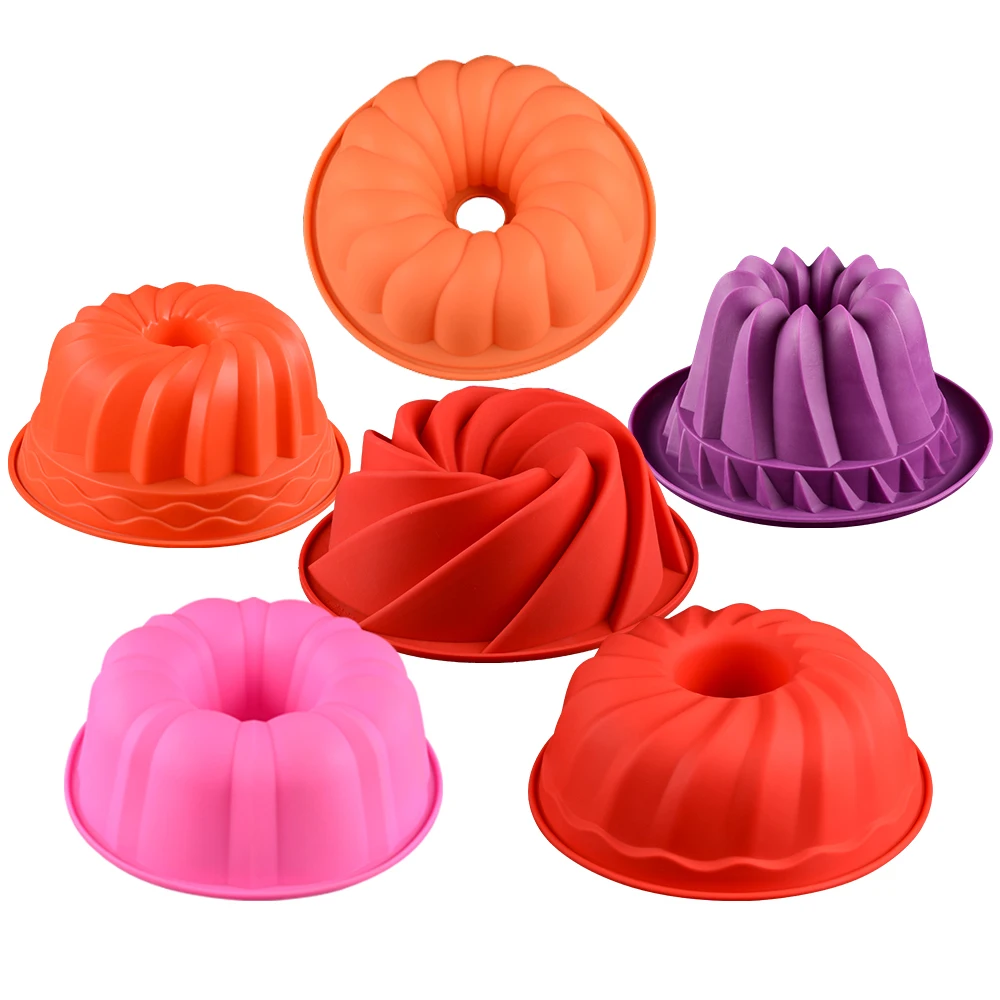 Big Bundt Cake Pan Silicone Mold for Baking Desserts Form Silikon Bread Baking Accessories Oven Baking Trays Sugarcraft Tools