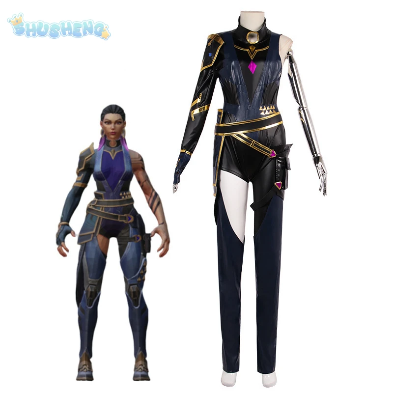 Game Valorant Reyna Cosplay Costume Black Sexy Leather Men Women costume Halloween Party Custom S-XXL uniform