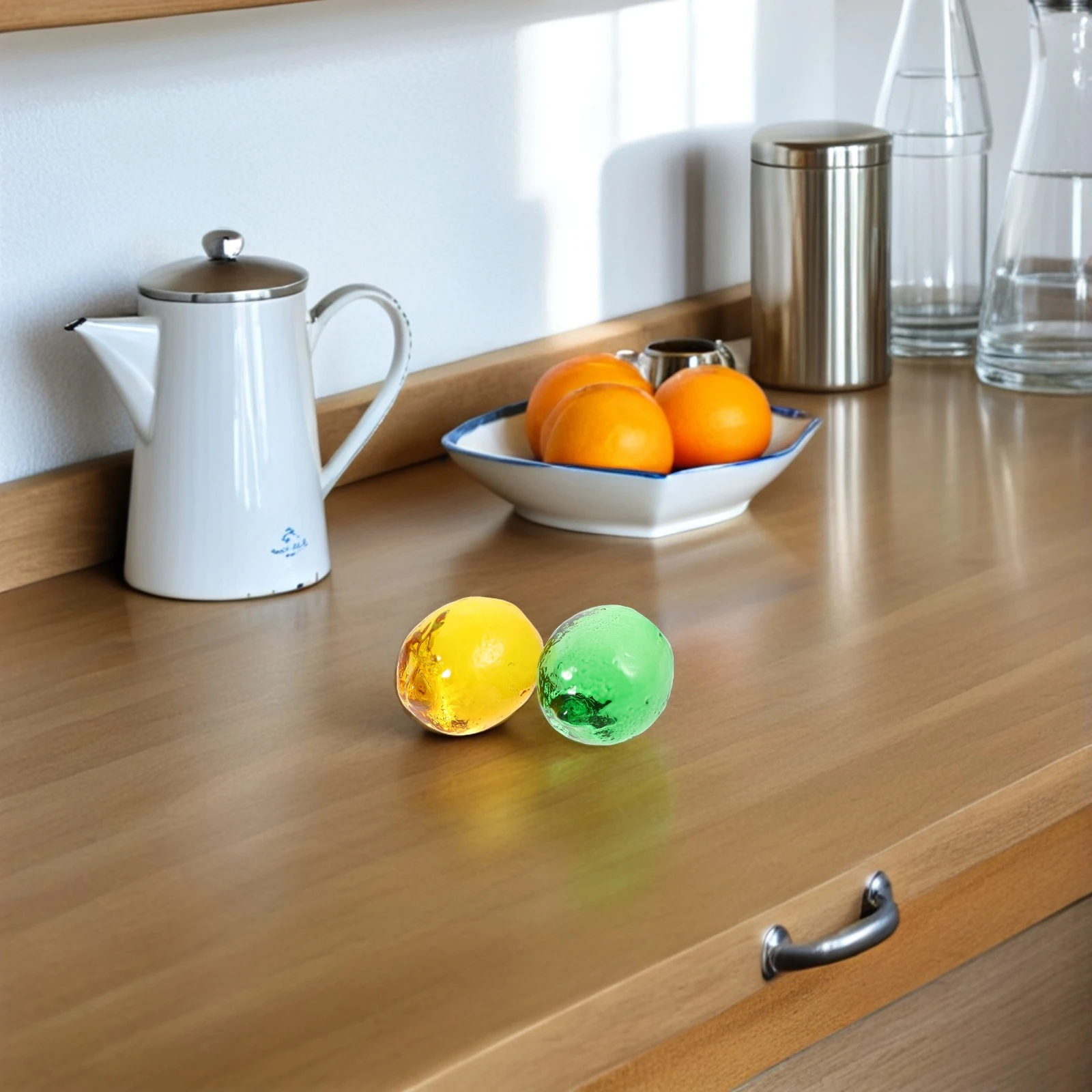 

2Pcs Glass Lemon Statue Kitchen Centerpiece Decorative Fruit Ornaments Dining Room Table Home Office Desk Decor