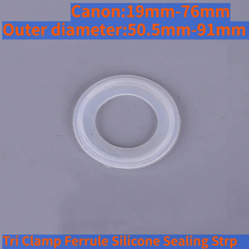 Fit 19mm-Pipe O/D 50.5mm Sanitary Tri Clamp Ferrule Silicone Sealing Strip Gasket Ring Washer Clamp Ferrule Silicone Seali