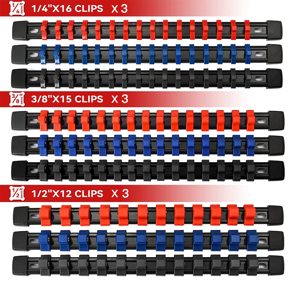 Heavy Duty Tomada Racks com Clipe Abs Tomada Organizer Drive Rail Suportes Vermelho Azul Preto Clipes e Clipe