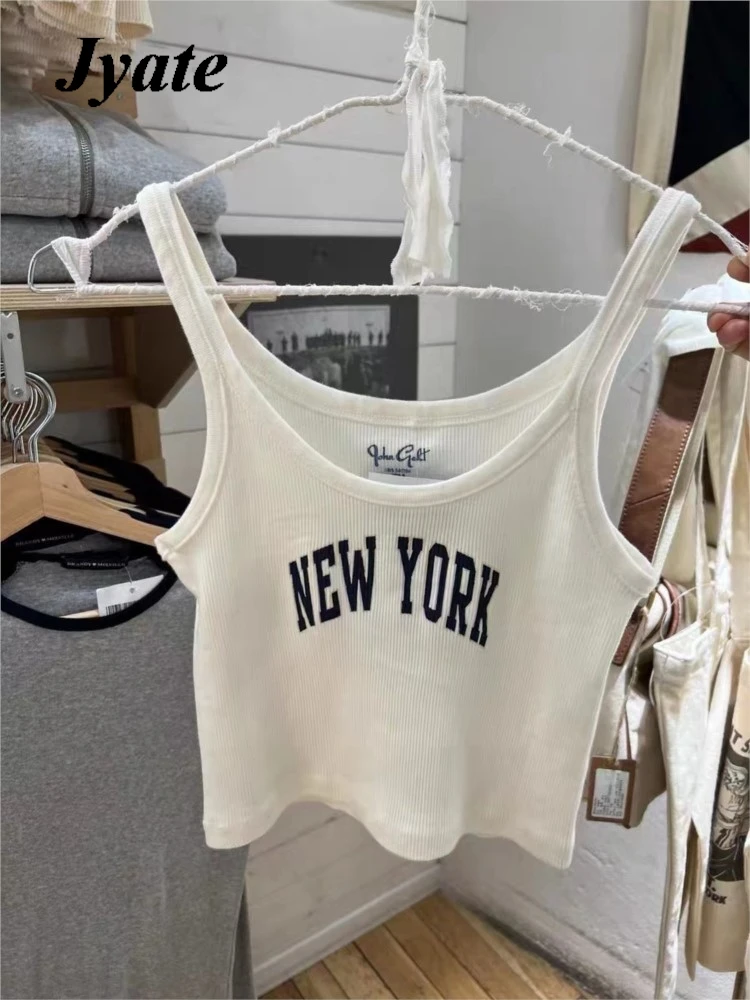 

Letter Print American Vintage Tank Top Woman 2024 Summer Sleeveless Soft Cotton Vest Female Casual Streetwear Chic Y2k Crop Tops