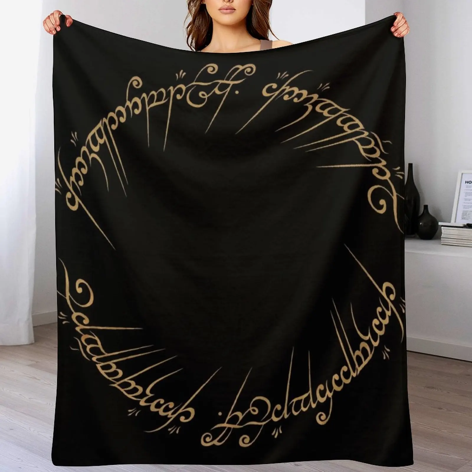 The One Ring Inscription Throw Blanket Weighted manga Blankets