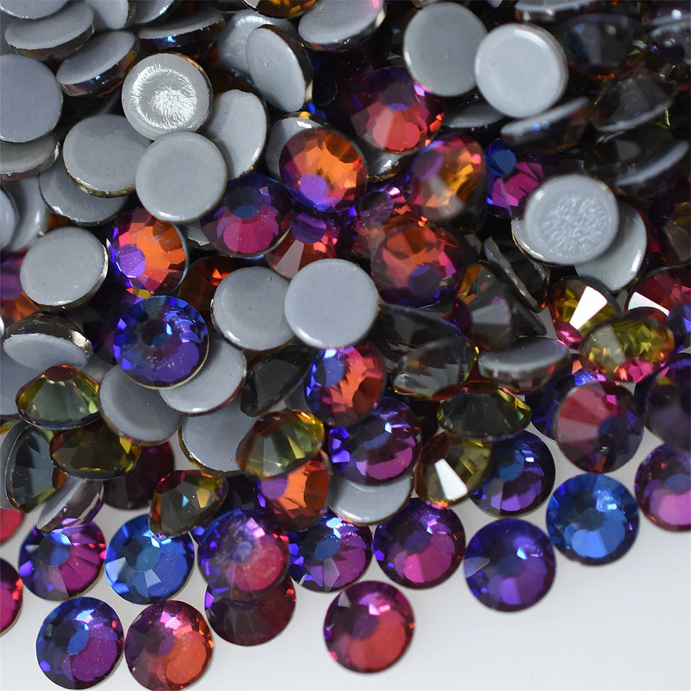 SS4-SS30 Blue Volcano Flame Better DMC Hot Fix Flatback Rhinestones Glass Strass Hotfix Iron on Sewing Fabric Decorations Uñas