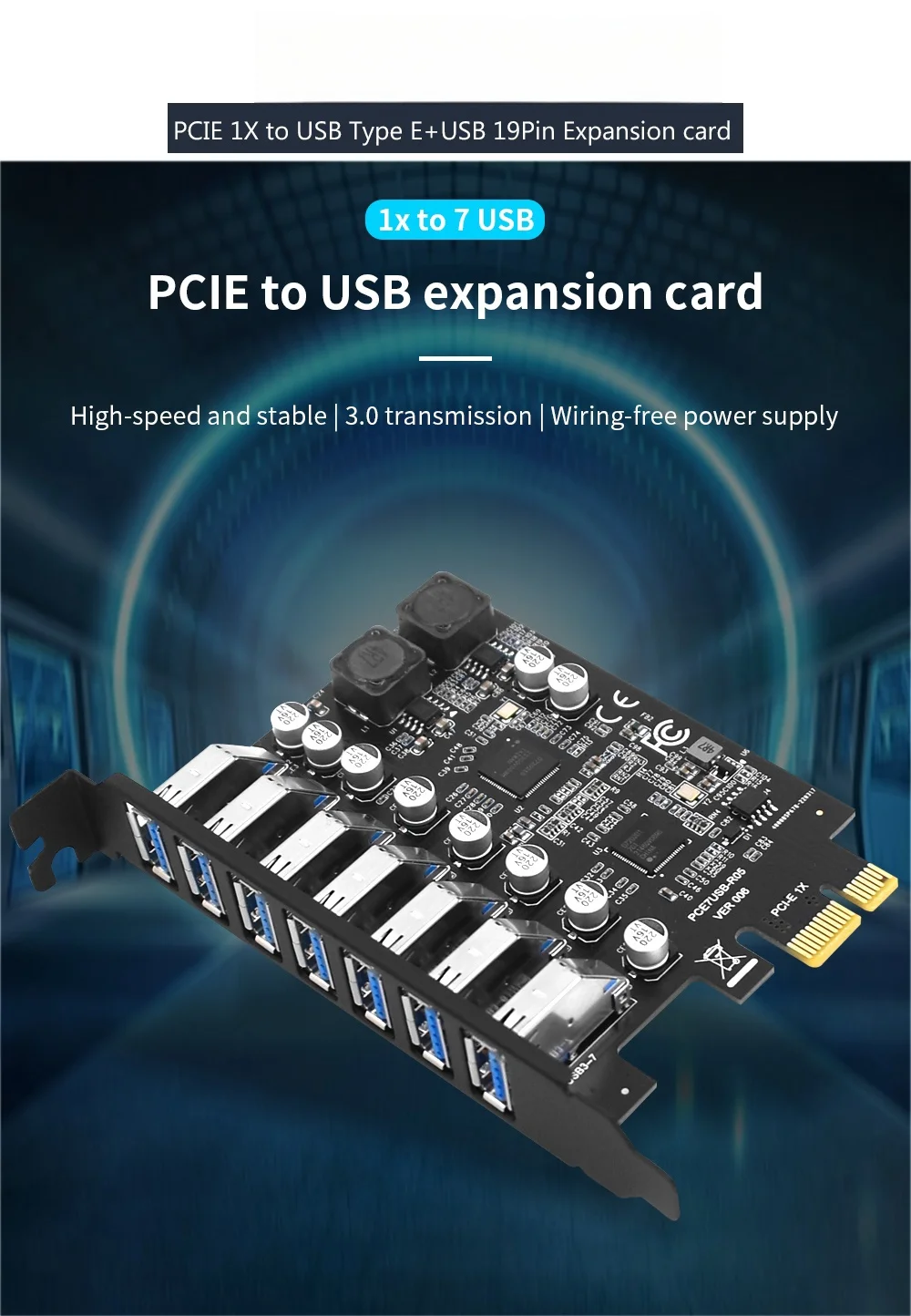 محول USB 3.0 PCI Express، بطاقة توسيع USB 3 منافذ، USB3، PCIe، محول وحدة تحكم PCI-e X1 لسطح المكتب