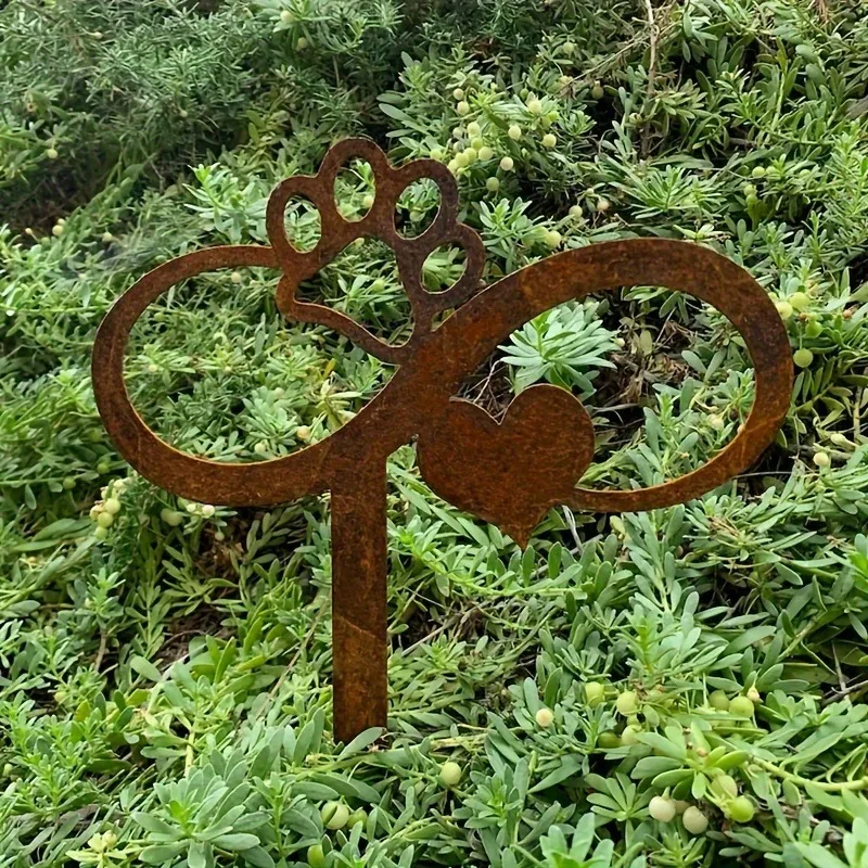 1pc Vintage Rusty Infinity Dog Garden Stake With Heart And Paw, Metal Garden Sign, Dog Lover, Pet Memorial, Pet Loss, Dog Lover