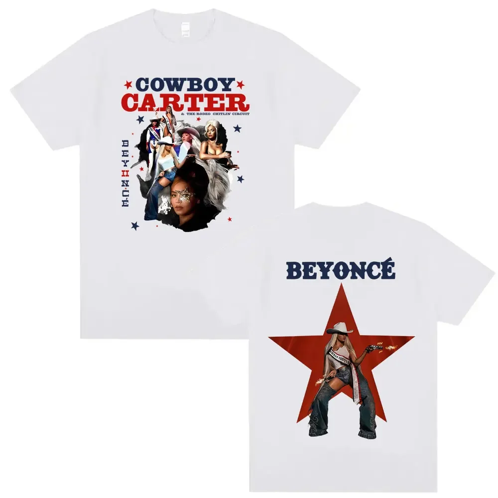 

Футболка Beyonce Cowboy Carter Tour 2025 для мужчин и женщин, винтажные футболки большого размера в стиле хип-хоп, летняя футболка из 100% хлопка, уличная одежда