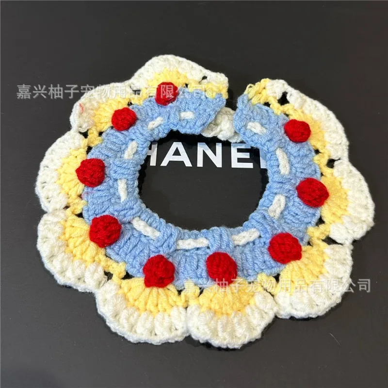 

Cat Collar Christmas Pet Scarf Wool Braided Bib Saliva Towel