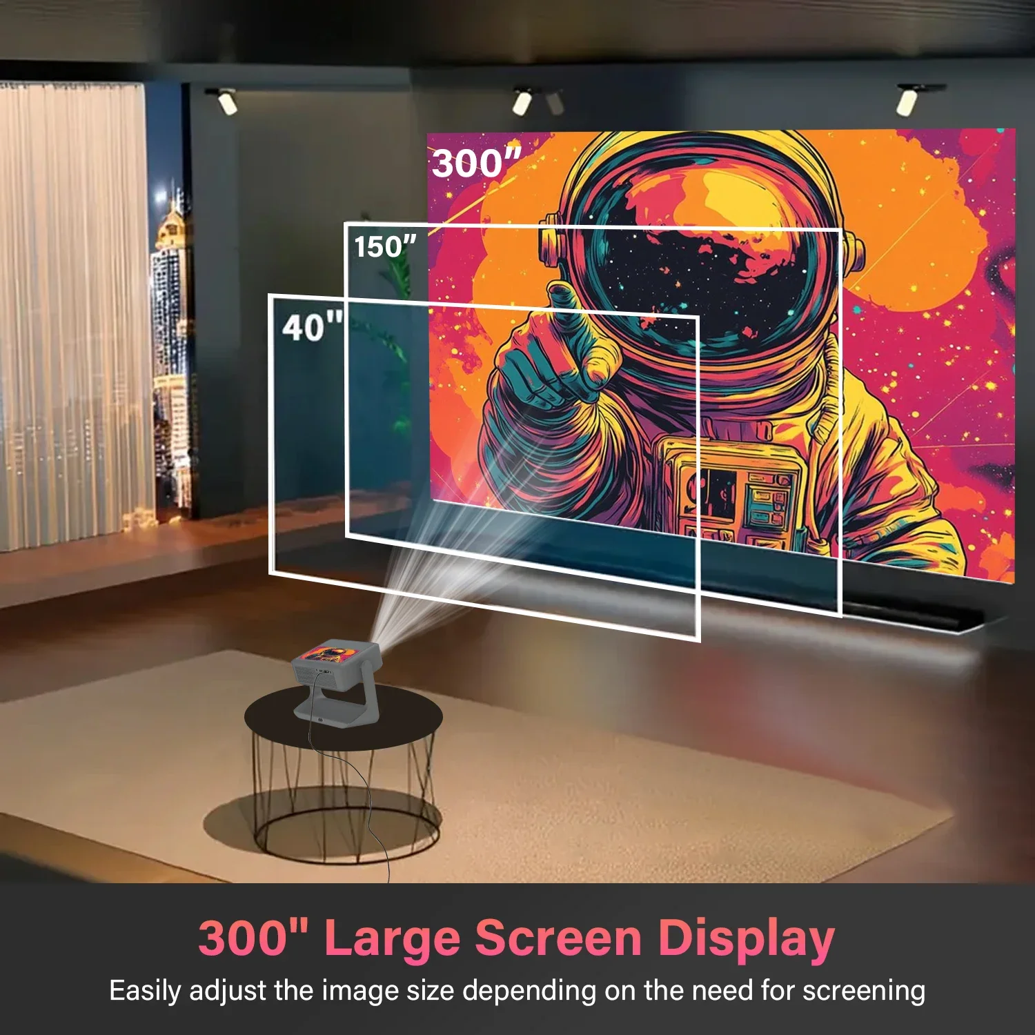 Projector 4K Ultra Mini Pocket Outdoor 200" Screen Support HDMI USB Compatible with PS5 Xbox iPhone Android Smart Devices