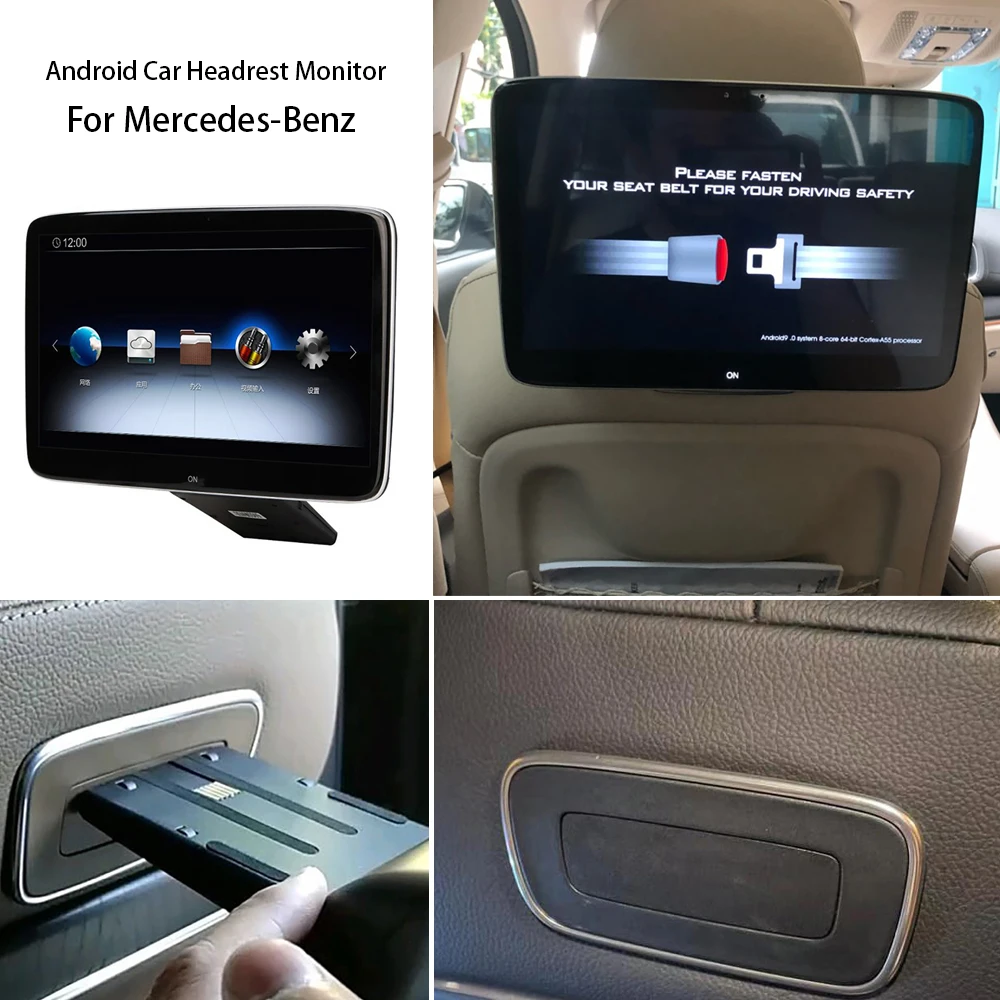 11.6 Inch Android Car Headrest Monitor for Mercedes-Benz GLS450 2020 Back Seat Support WiFi 4K Touch Screen Video Hidden Bracket