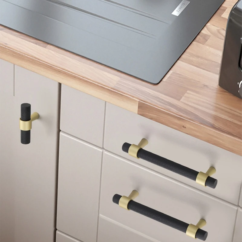 European high-end reticulated wardrobe door handle black cabinet shoe cabinet drawer cabinet handle furniture hardware