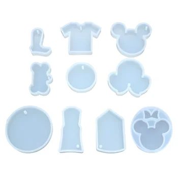 UV שרף דקורטיבי אמנות עובש DIY תליון מפתח שרשרת ביצוע קריסטל אפוקסי תבניות עם חור שקוף סיליקון עובש