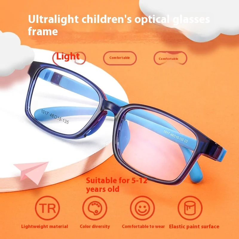 

48-16-135 Optical Children Glasses Frames TR90 Flexible Kids Silicone Glasses Eyeglass Kids Rubber Glasses Blue Unisex