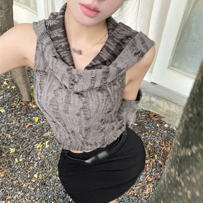 المرأة مثير تنفس سترة مقنعين مع الأكمام ، قمم المتعثرة الرجعية ، تناسب ضئيلة ، أزياء الصيف #5