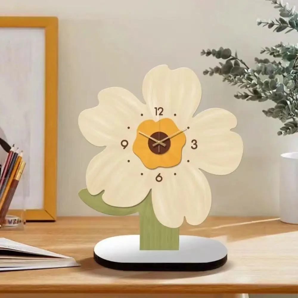 Cute Cartoon Flower Display Clock Digital Simple Floral Tabletop Clock Tulip Mute Clock For The Living Room Bedroom Office