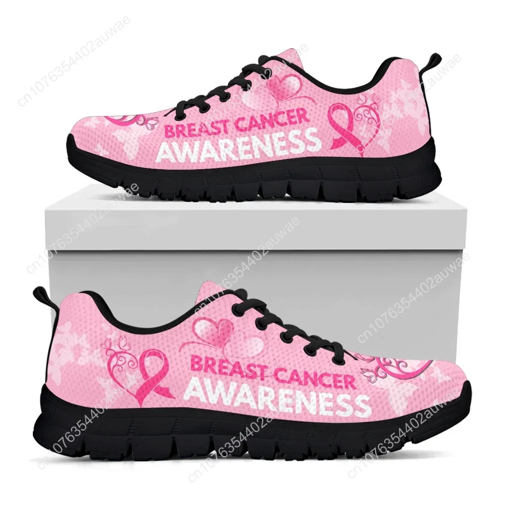 Women's Tennis Shoes Breast Cancer Awareness Pink Ribbon Design Dirty Resistant Running Sneakers Zapatos Hombre Gift
