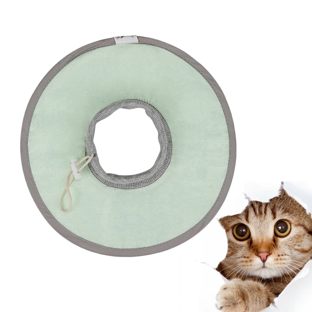 

1Pcs Waterproof Cat Collar Lightweight Durable Breathable Recovery Elizabethan Collar Comfortable Adjustable Green Size M