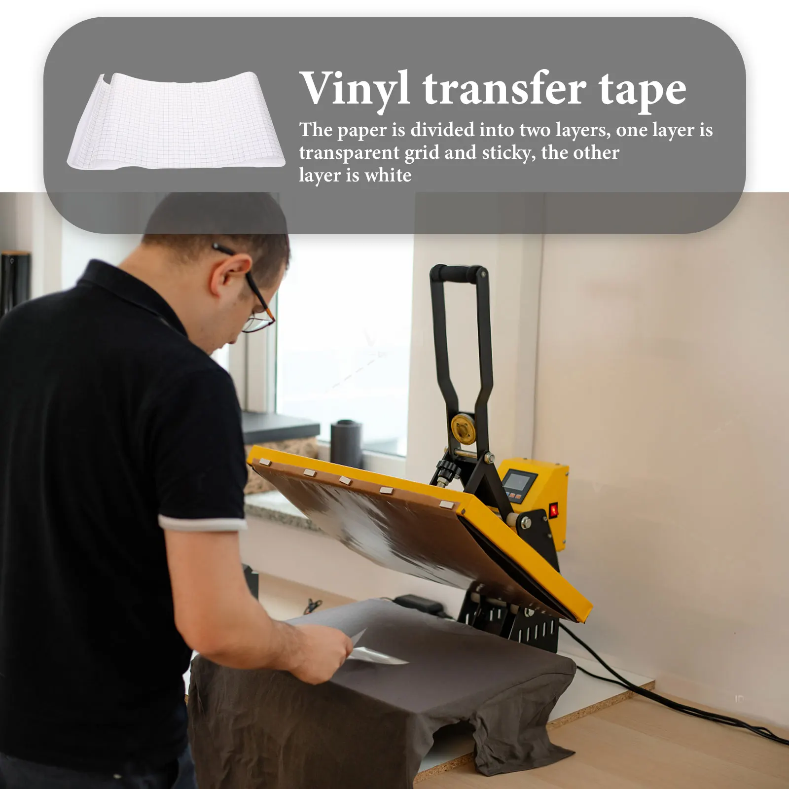 

1PCS Positioning Film Transfer Sticker Self Adhesive PVC Grid Clear 100x30cm Gray Vinyl Tape Roll Textile Paper Decal