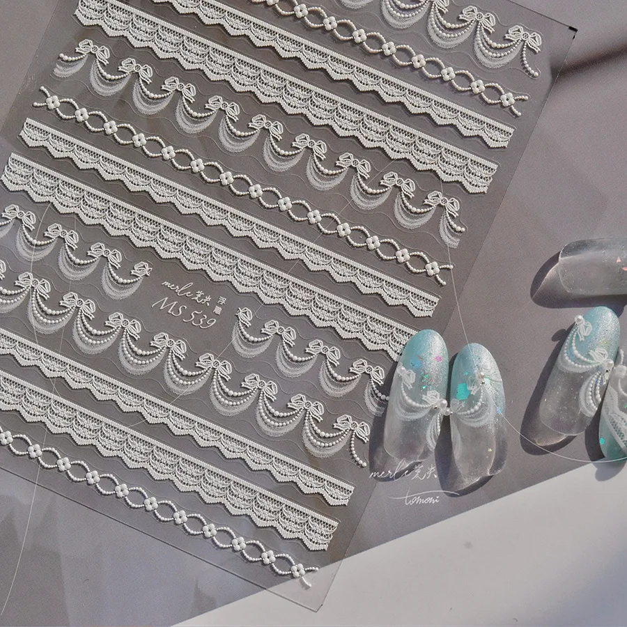 ملصقات دانتيل يابانية لفن الأظافر ، زينة لاصقة ، شارات ، إكسسوارات ذاتية الصنع ، كاواي ، وردي ، دانتيل ، 3d ، 1 ks ، 5d