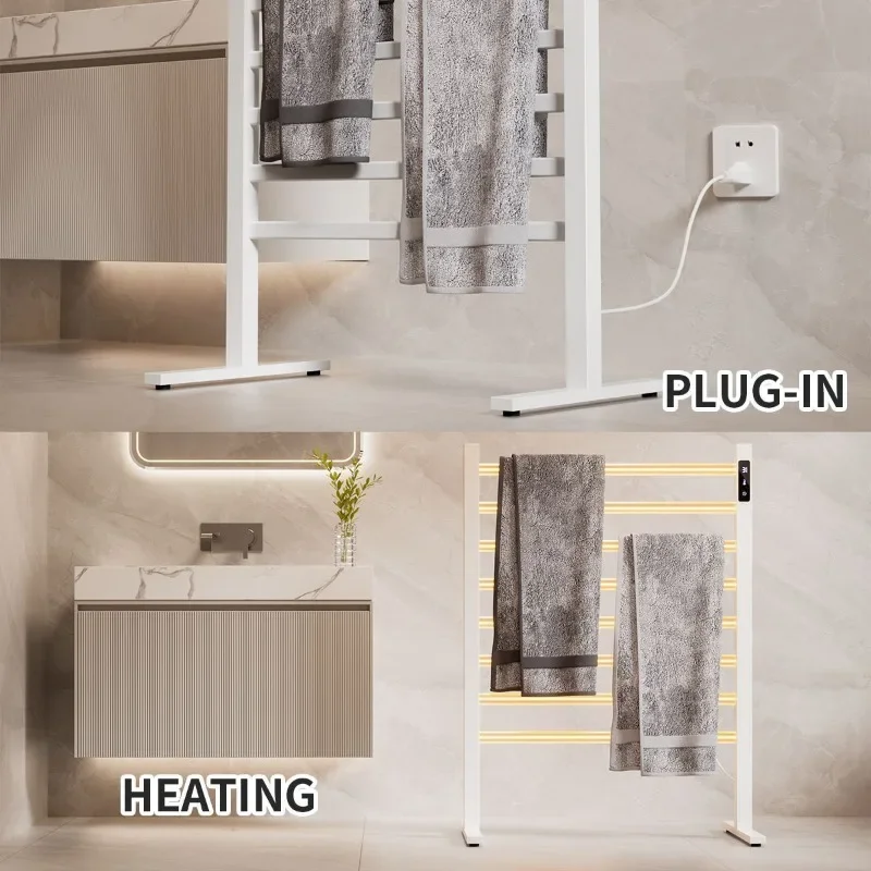 Aluminum Electric Heated Towel Rack Floor Standing Touchscreen Timer Adjustable Towel Warmer Dryer Bathroom Home Use 수건 건조대