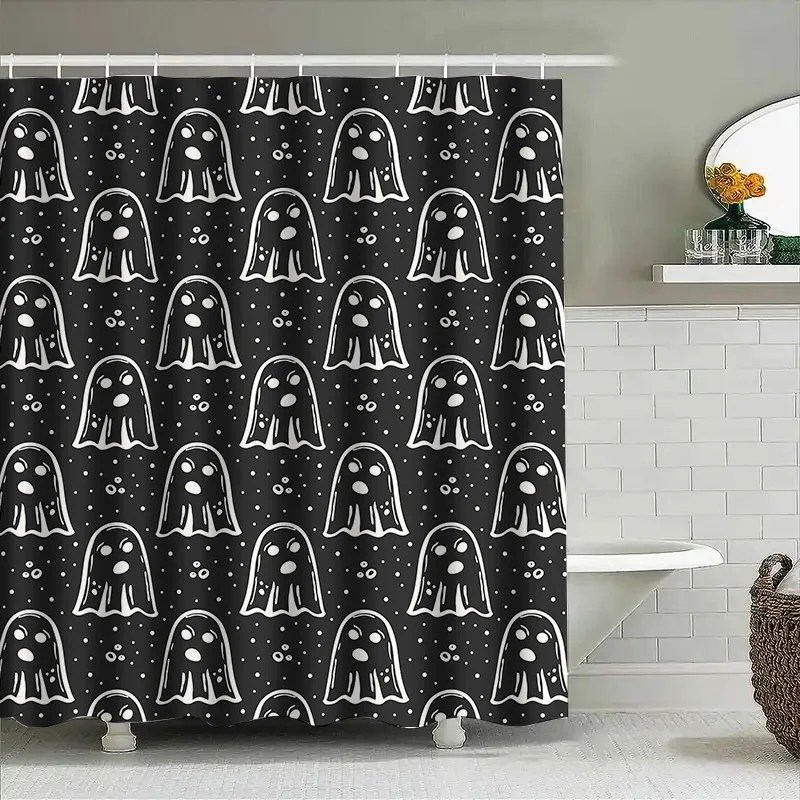 

Tuniu Cute Halloween Ghost Pattern Shower Curtain Spooky Home Decor Funny Ghost Shower Curtain for Bathroom