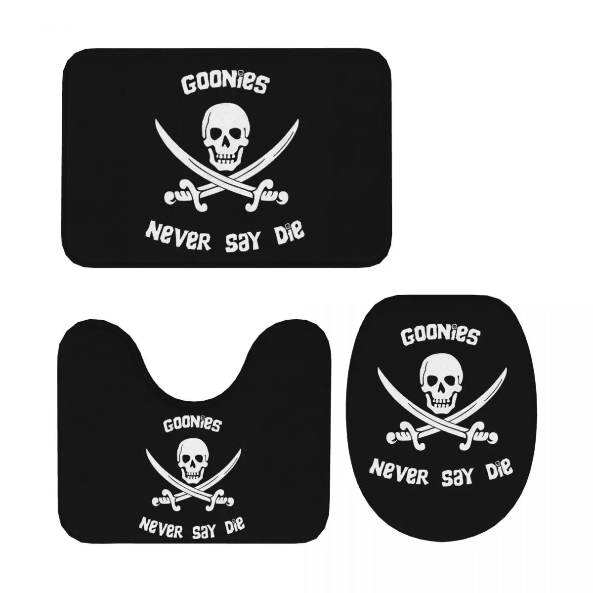 

Goonies Never Say Die 3 Pcs Bath Mat Bathroom Set Toilet Lid Cover Home Decor Non-Slip Carpet Floor Rug