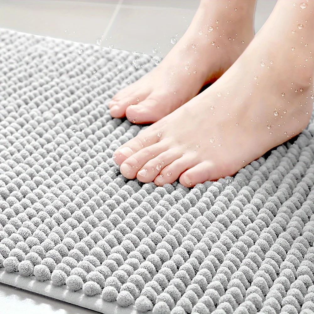 1pc German Station L-shaped Corner Shower Mat Absorbent Non-slip Plush Washable Bath Mats Indoor Mat Bathroom Accessories