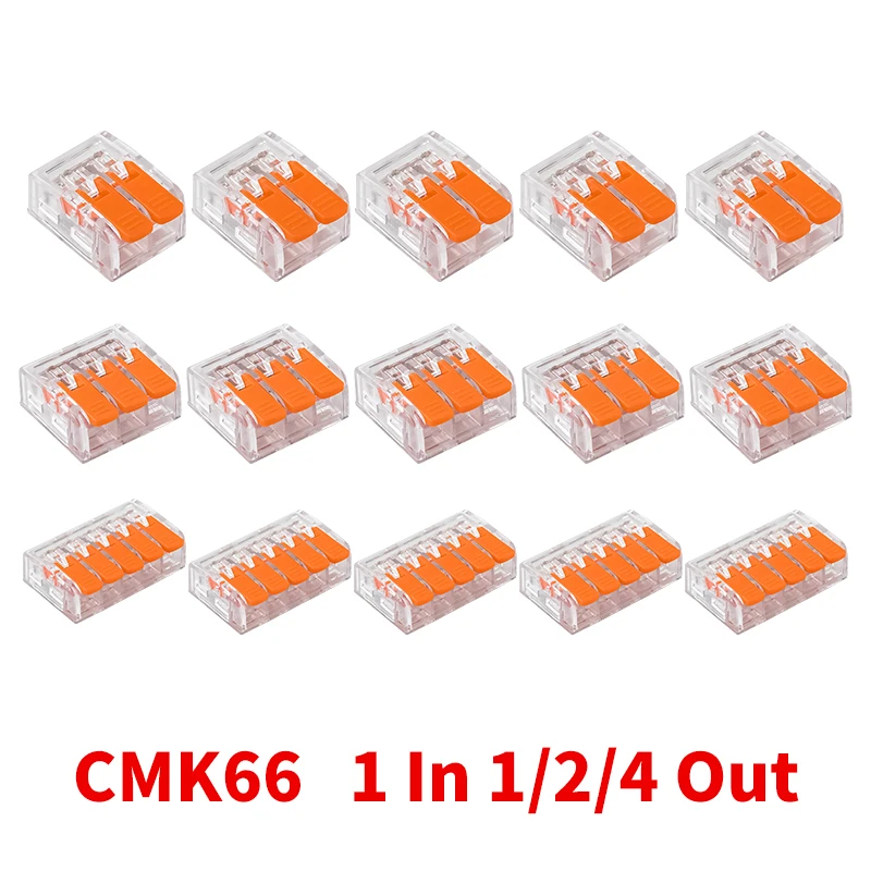 JINH 20pcs Orange Quick Universal Compact Splicing Terminal Push in Electrical Equipment Lever Type Wire Connector With 600V 41A