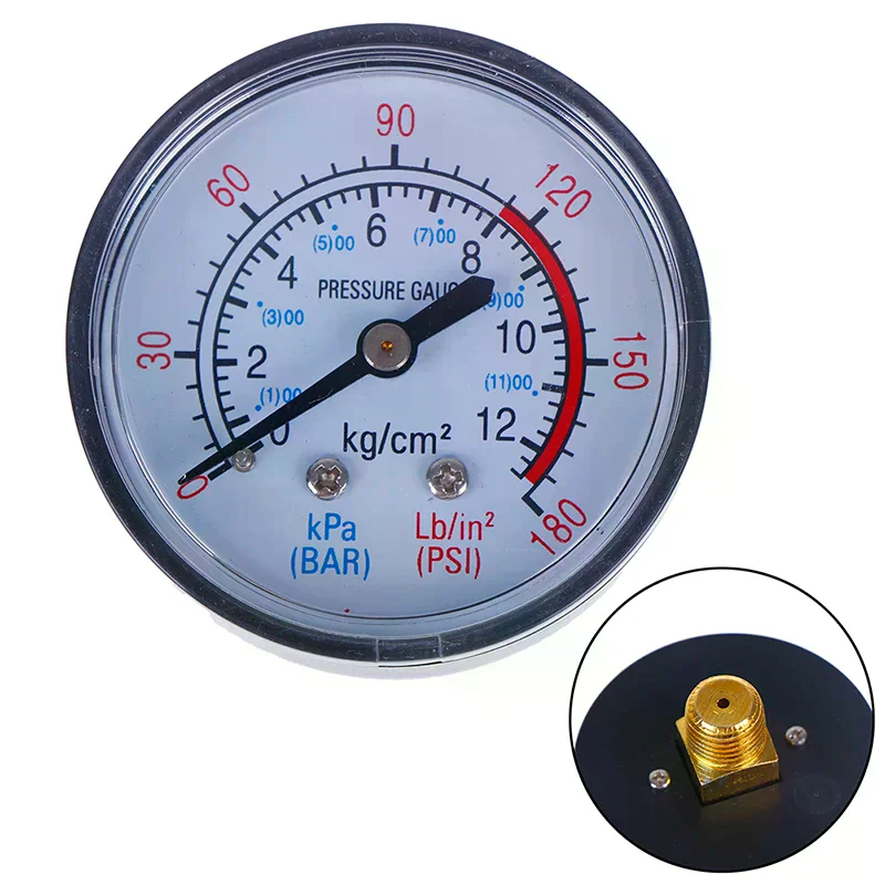Bar Air Pressure Gauge 13mm 1 4 BSP Thread Double Scale for Air Compressor