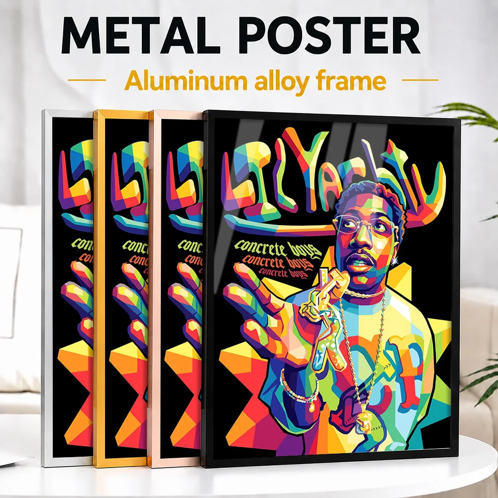 Lil Yachty Pop Color Framed Metal Poster Personalized Photo Modern Collage Style Wall Art For Studio Thoughtful Music Fan Gift