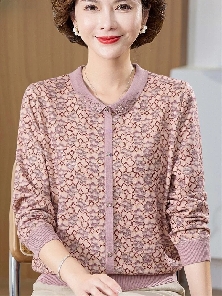 

Свободная длинная футболка с рукавами, модная осенняя одежда для женщин среднего и старшего возраста, базовый слой, удобный трикотажный джемпер