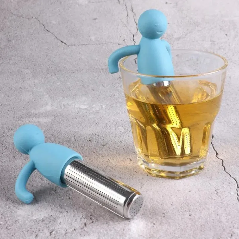 Creative Humanoid Tea Glass Infuser Tea Bag 304 Stainless Steel Silicone Tea Glass Filter Mesh Kitchen Accessories