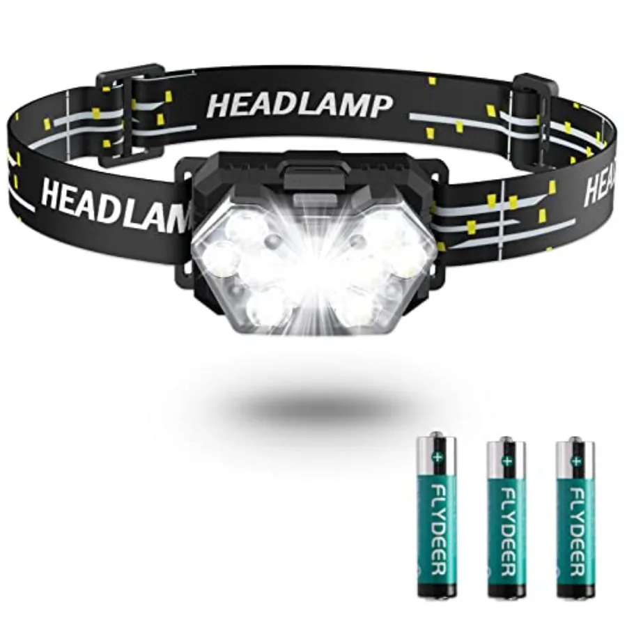 

9 LED Headlamp Battery Powered, 1 Pack 2000 Lumens Headlight, 3 AAA Batteries Included, 6 Modes, Lightweight and Adjustable, IP