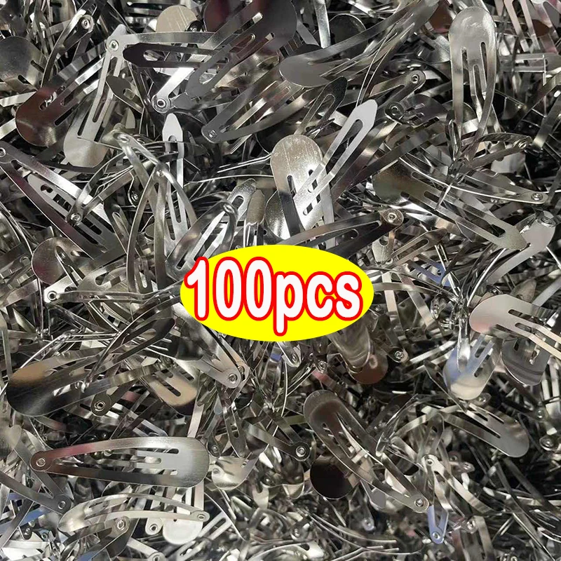 10-50pcs Y2K Silver Hair Clips BB Snap Hairpins Base for DIY Handmade Barrettes for Women Girls Punk Styling Tools Accessories