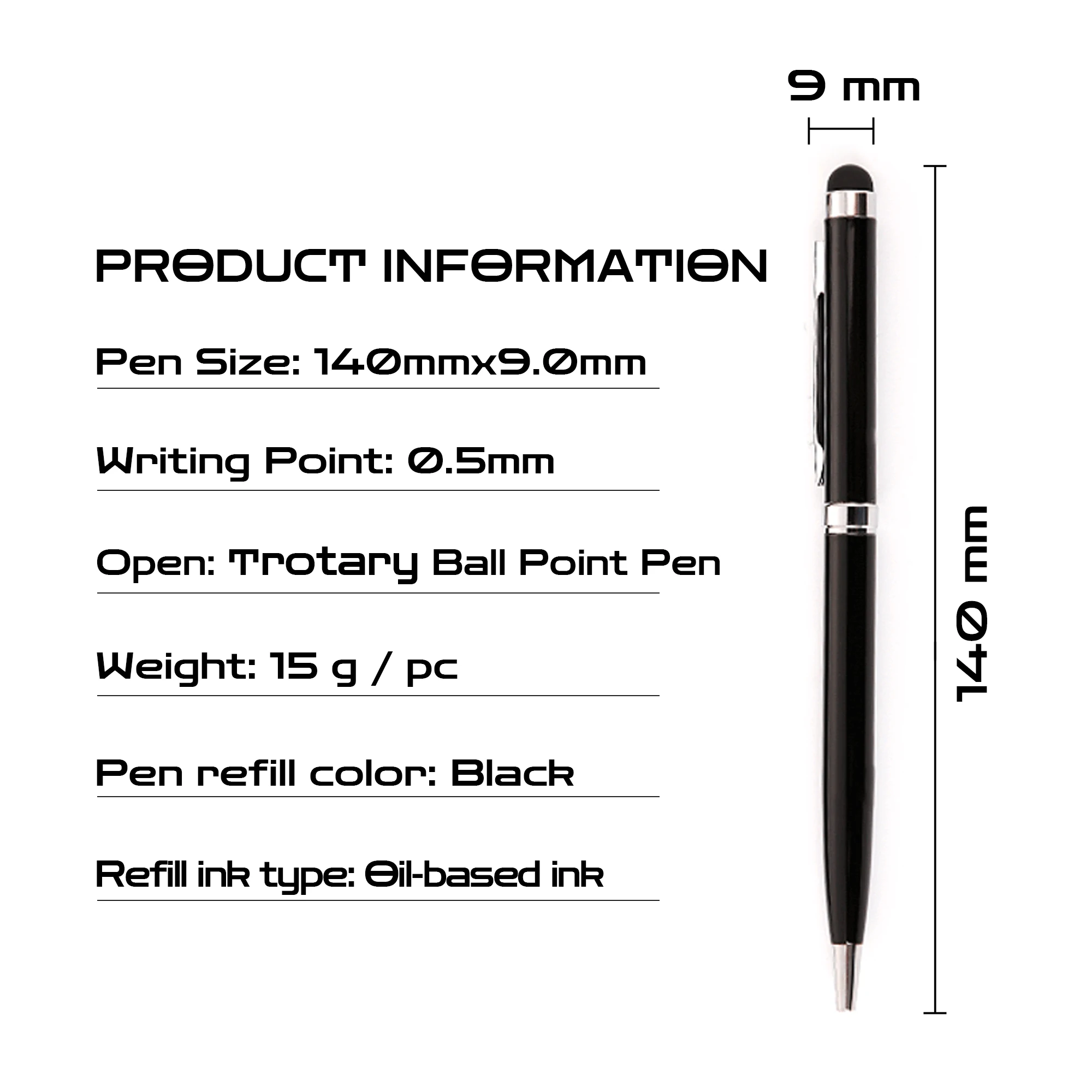 2ใน1ปากกาลูกลื่นแบบสองฟังก์ชั่นพร้อมปากกาสไตลัสแบบ capacitive หน้าจอสัมผัสสำหรับโลโก้ที่กำหนดเองได้