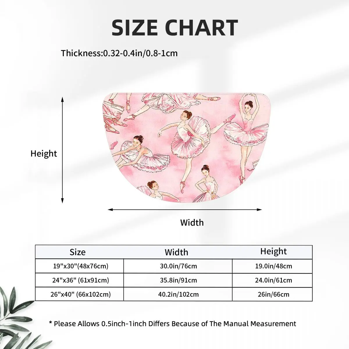Ballet Dance Makes Me Free Ballerina Dancer Flannel Half Round Doormat Non Slip Bathroom Mat Absorbent Floor Carpet for Garage