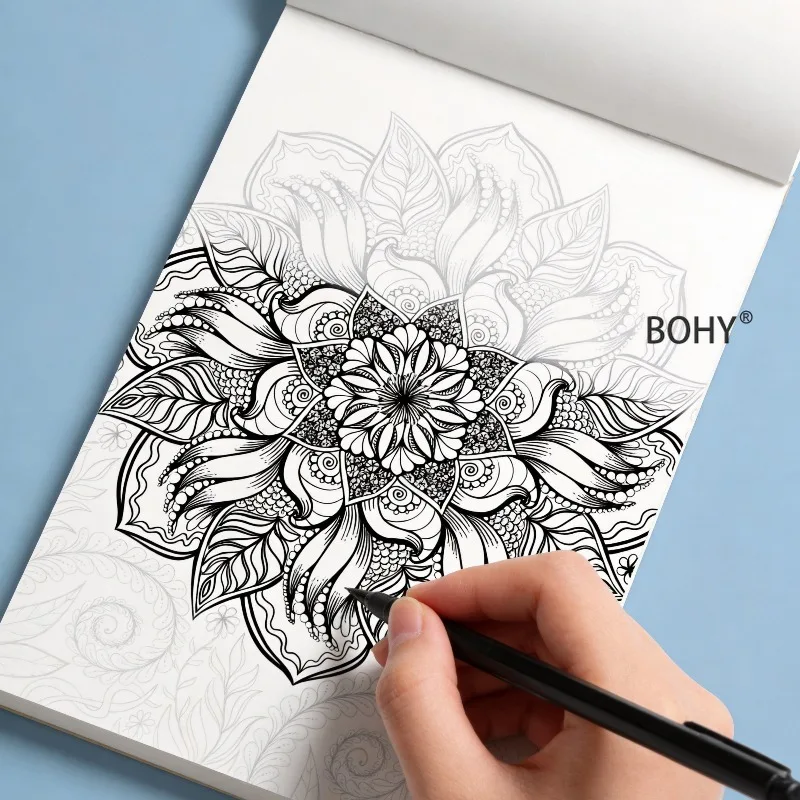1 Adult Meditation and Stress Relief Line Drawing and Copying Album, 24 Pages, Improve Line Drawing and Hand Drawing Techniques