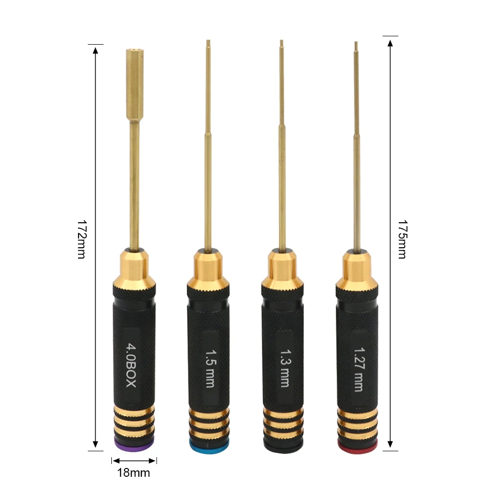 4 sztuki śrubokrętów sześciokątnych 1,27 mm 1,3 mm1,5 mm 4,0 pudełek z powłoką tytanową do samochodów Rc 1/24 Axial Scx24 90081 C10