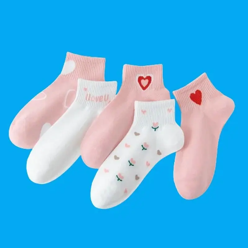 5/10 Paar japanische Ins trend ige Socken Farbe Liebe Frühling und Sommer kurze Socken Baumwolle dünne atmungsaktive süße Frauen kurze Socken