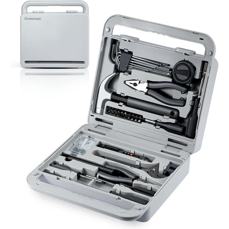 

Набор инструментов Growneer, 241-комплектный домашний набор инструментов с прочными металлическими инструментами для домашнего ремонта проектов «сделай сам» и удержанием маршрутизатора.