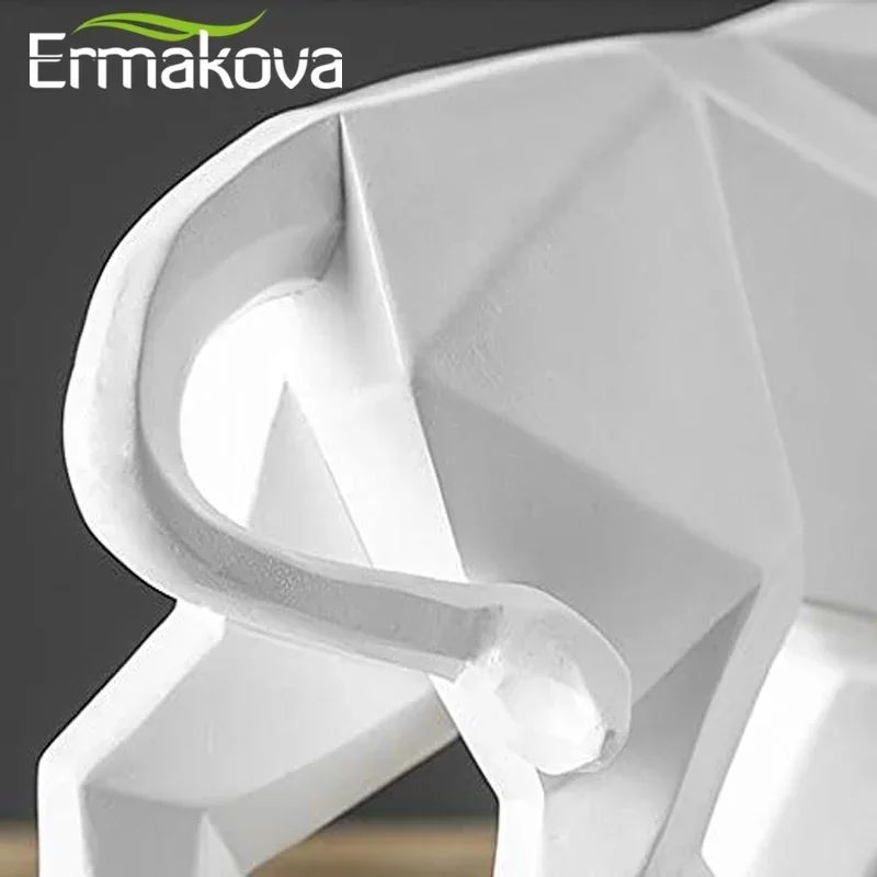 ERMAKOVA Geometric Resin Bull Statue Bison Sculpture Decoration Abstract Animal Figurine Room Desk Home Decoration Gift