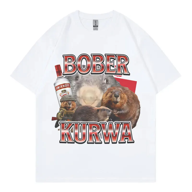 Tee Shirt Homme Graphic T-Shirts Men Tshirt for Men Ropa Hombre Bober Kurwa Fun Mouse Meme Short Sleeved Round Neck Y2k Tshirt