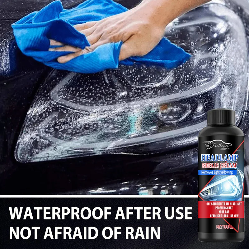 Car Headlight Restoration Cream - Polishes Yellowed Lens, Restores Oxidized Headlights for Brightness Renewal, Repairs Motorcycl