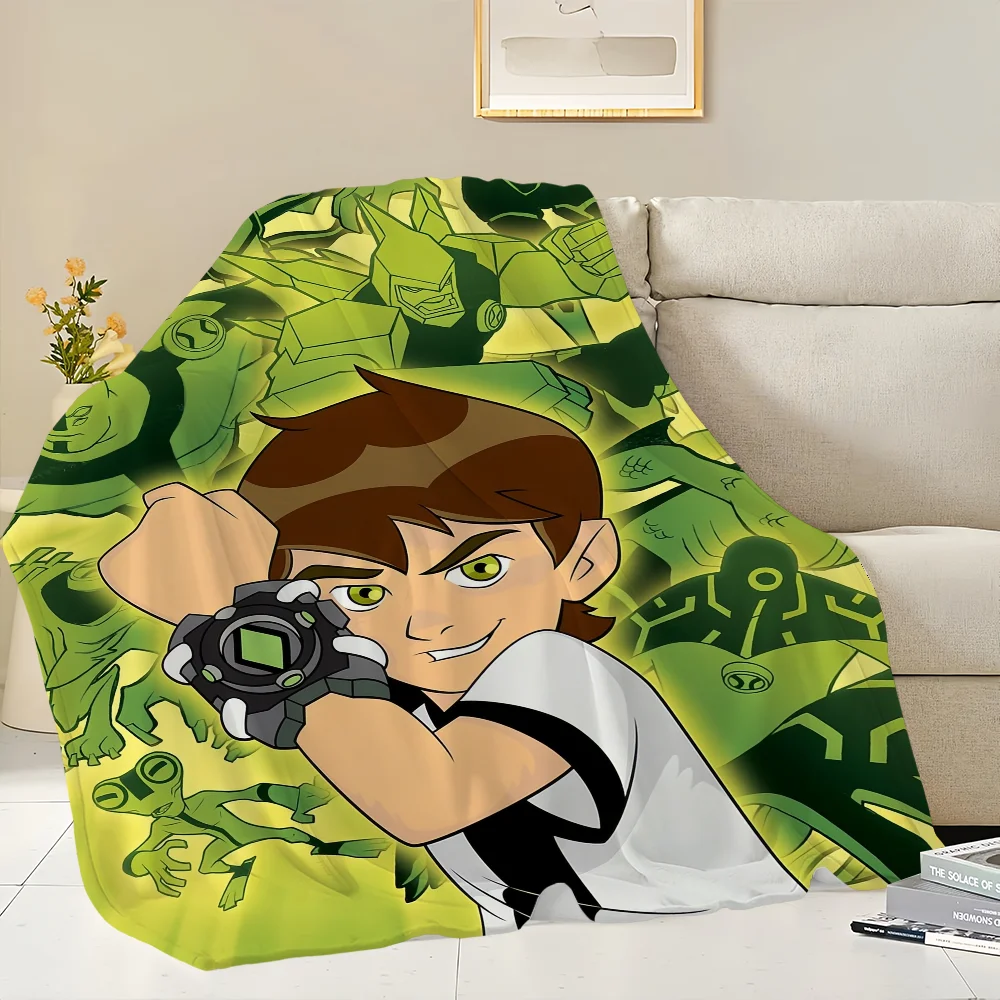 Cartoon B-Ben 10 Green Blanket Skin friendly comfort warm soft plush blanket suitable sofa living room office bedroom