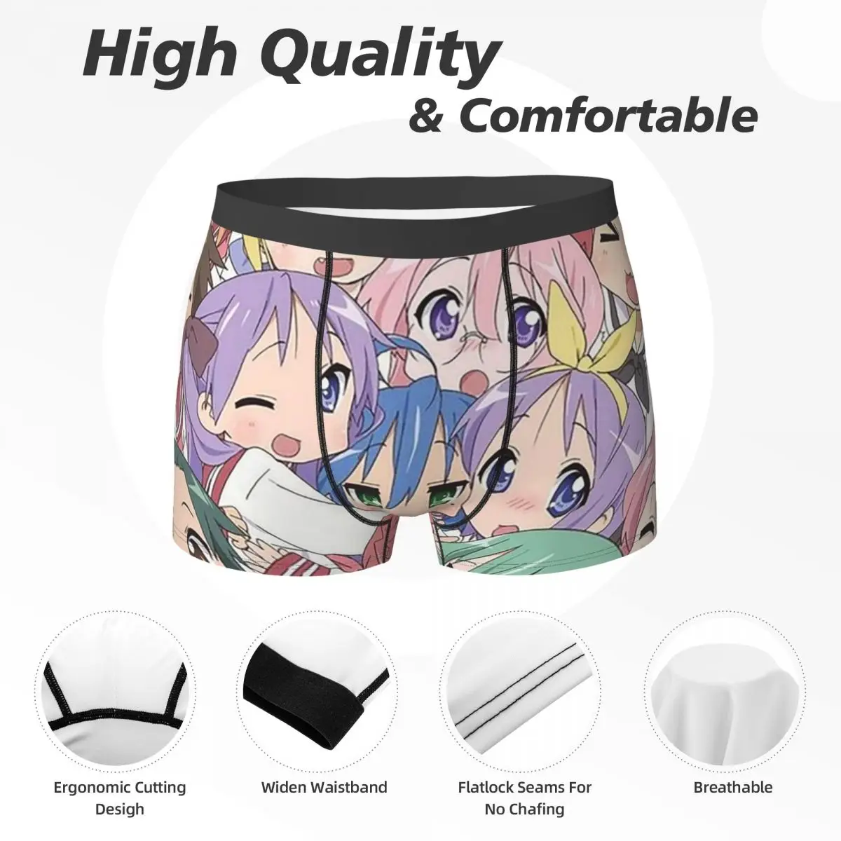 Boxer Underpants Shorts Lucky Star Anime Lucky Star Anime Panties Male Soft Underwear for Homme Man Boyfriend Gifts